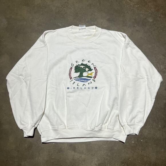 Vintage 90s Ireland Green Island White Tourist Sweatshirt - Picture 1 of 4